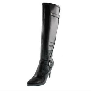 Marc Fisher Black Bluckle Knee High Heeled Boots